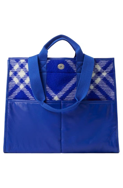Shop Burberry Check Wool Blend & Leather Tote In Knight