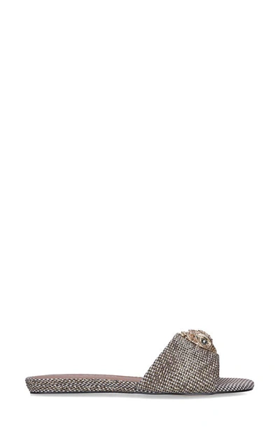 Kurt Geiger Kensington Womens Embellished Houndstooth Slide Sandals In Dark Beige