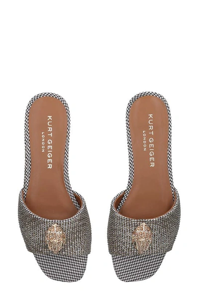 Kurt Geiger Kensington Womens Embellished Houndstooth Slide Sandals In Dark Beige