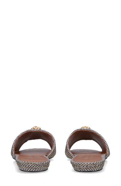 Kurt Geiger Kensington Womens Embellished Houndstooth Slide Sandals In Dark Beige