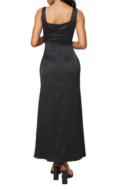 Shop Princess Polly Lynsey V-neck Satin Maxi Dress In Black