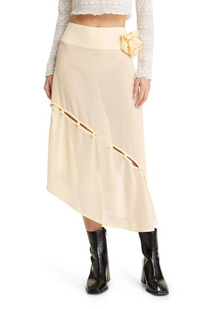 Shop House Of Sunny In Bloom Asymmetric Chiffon Skirt In Butter
