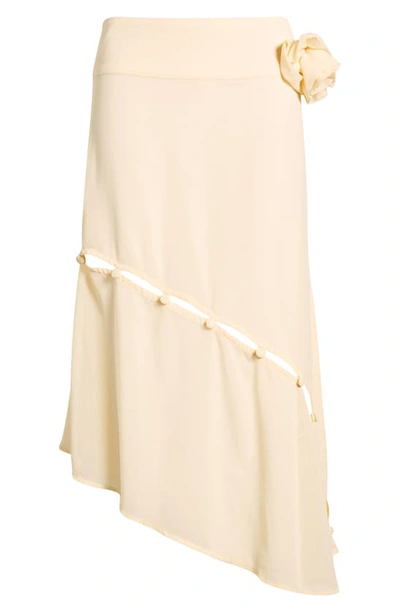 Shop House Of Sunny In Bloom Asymmetric Chiffon Skirt In Butter