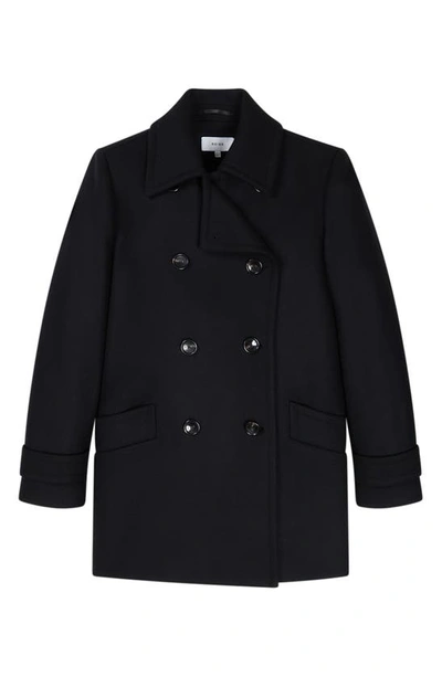Shop Reiss Maisie Wool Blend Peacoat In Black