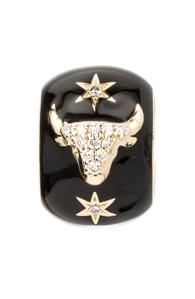 Shop Adina Reyter Zodiac Ceramic & Diamond Bead Charm In Yellow Gold / Taurus