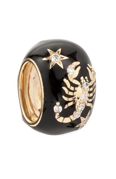 Shop Adina Reyter Zodiac Ceramic & Diamond Bead Charm In Yellow Gold / Scorpio