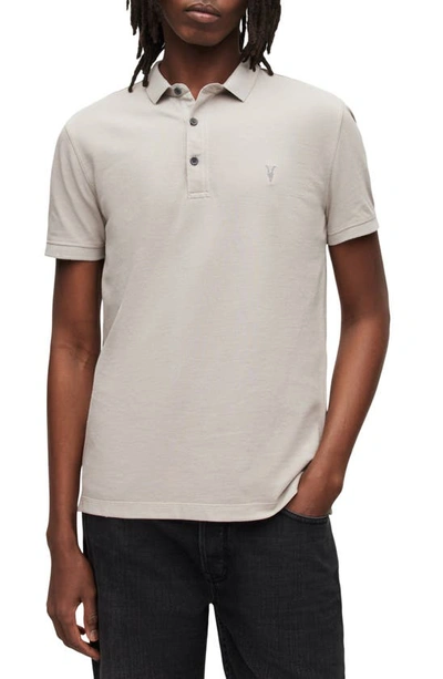 Shop Allsaints Reform Slim Fit Cotton Polo In Frosted Taupe