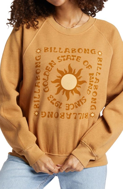Shop Billabong Here We Go Graphic Sweatshirt In Cosmic Khaki