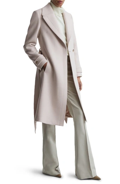 Shop Reiss Tor Belted Wool Blend Coat In Neutral