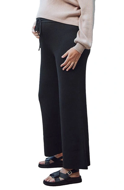 Shop Angel Maternity Rib Drawstring Maternity Pants In Black