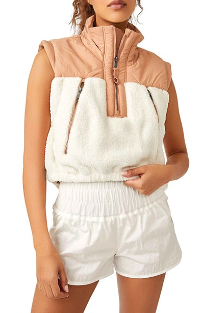 Shop Fp Movement Journey Ahead Faux Shearling & Nylon Vest In Ivory Combo