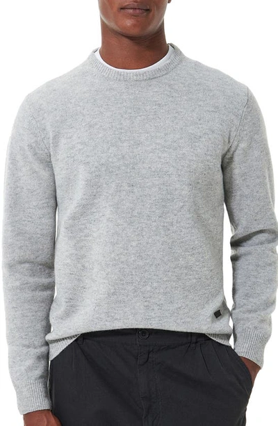 Shop Barbour Essential Patch Wool Crewneck Sweater In Light Grey Marl