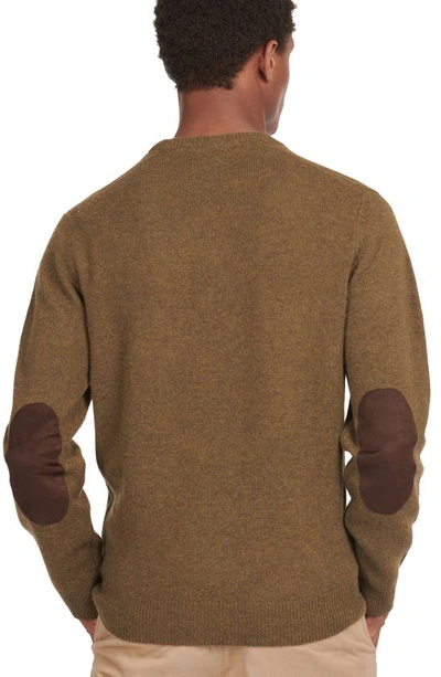 Barbour Essential Patch Wool Crewneck Sweater In Willow Green