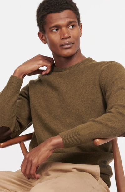 Barbour Essential Patch Wool Crewneck Sweater In Willow Green