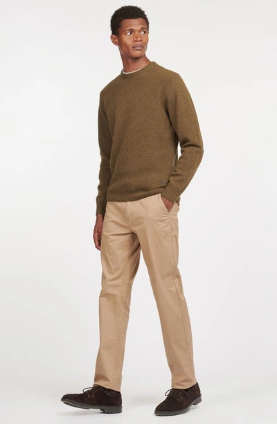 Barbour Essential Patch Wool Crewneck Sweater In Willow Green