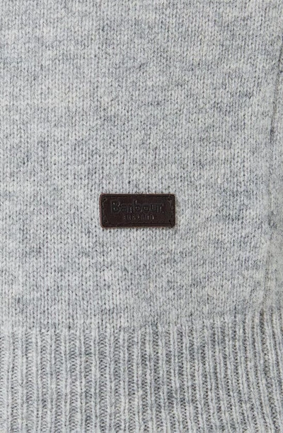 Shop Barbour Essential Patch Wool Crewneck Sweater In Light Grey Marl