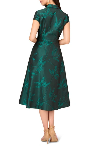 Shop Aidan Mattox By Adrianna Papell Floral Jacquard Cocktail Shirtdress In Green Multi