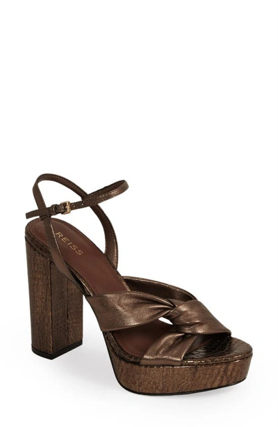 Shop Reiss Heidi Ankle Strap Platform Sandal In Bronze