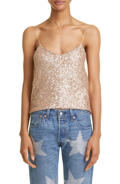 Shop Collina Strada Meow Draped Back Sequin Top In Rose Gold