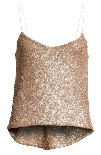 Shop Collina Strada Meow Draped Back Sequin Top In Rose Gold