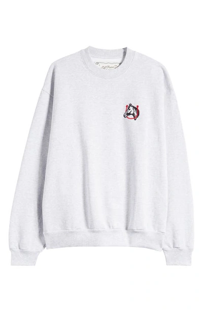 Shop One Of These Days Horse Shoe Embroidered Sweatshirt In Heather