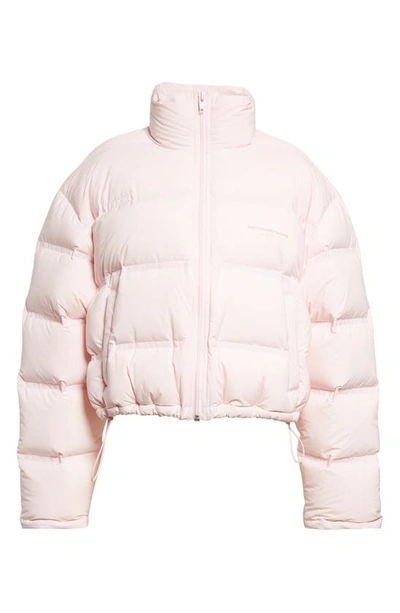 Shop Alexander Wang Reflective Logo Crop Down Puffer Coat In Light Pink