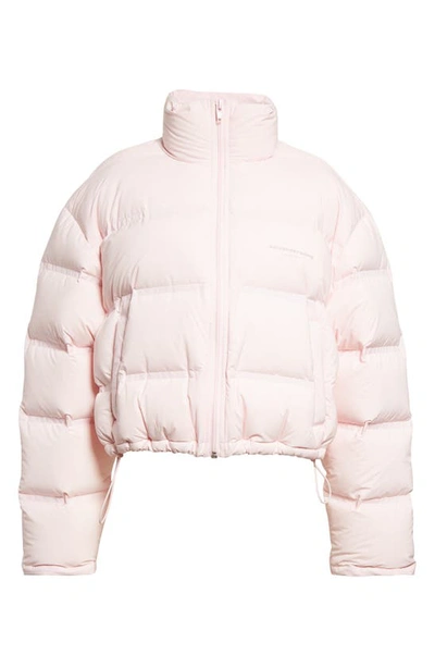 Alexander Wang Logo-jacquard Cropped Puffer Jacket In Light Pink