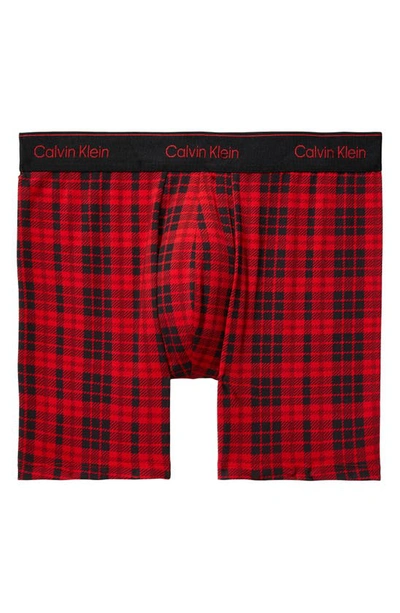 Shop Calvin Klein Modern Holiday Plaid Boxer Briefs In Red Scottish Plaid