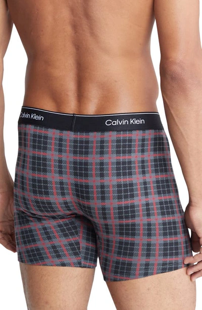 Shop Calvin Klein Modern Holiday Plaid Boxer Briefs In Grey Scotish Plaid
