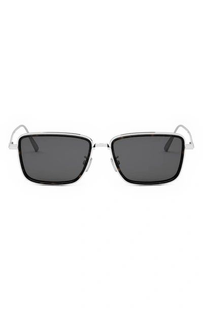 Shop Dior 'blacksuit S9u 53mm Rectangular Sunglasses In Shiny Palladium / Smoke