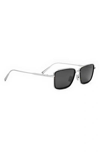 Shop Dior 'blacksuit S9u 53mm Rectangular Sunglasses In Shiny Palladium / Smoke