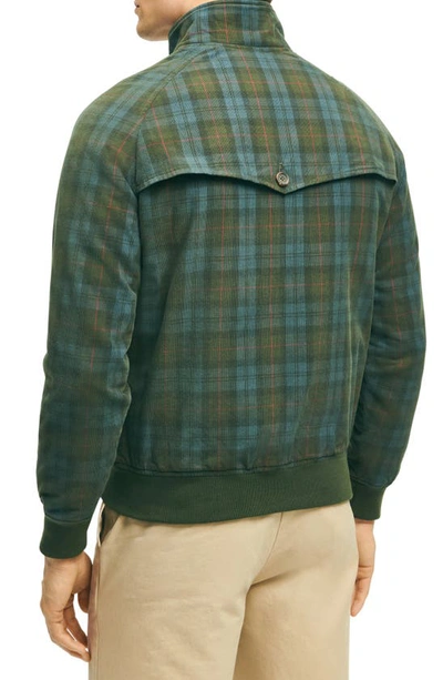 Shop Brooks Brothers Plaid Cotton Corduroy Bomber Jacket In Olive