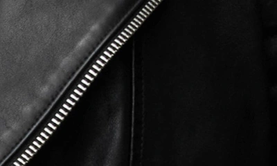 Shop Allsaints Silas Lambskin Leather Biker Jacket In Black