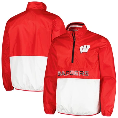 Shop G-iii Sports By Carl Banks Red Wisconsin Badgers Cornerman Half-zip Top