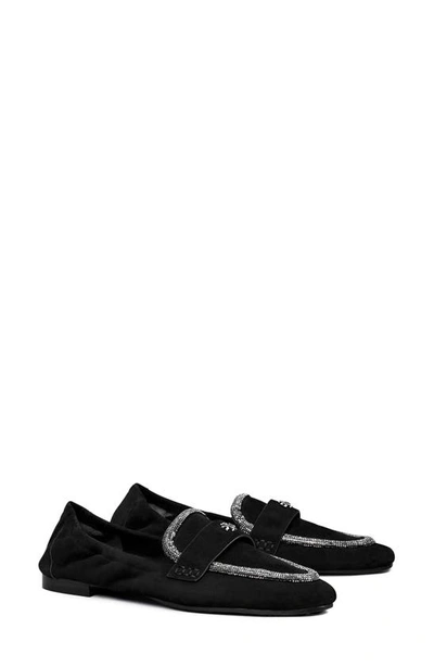 Shop Tory Burch Ballet Loafer In Perfect Black / Crystal