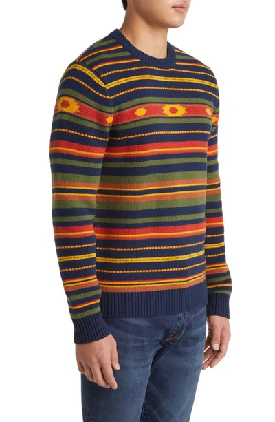 Shop Schott Nyc Multistripe Crewneck Sweater In Coral