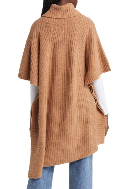 Nordstrom Wool & Cashmere Turtleneck Poncho In Cashew