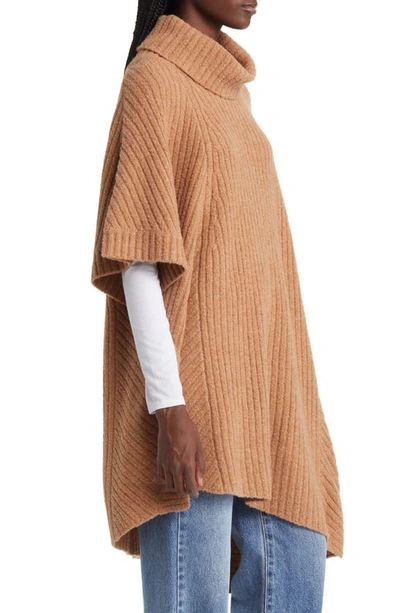 Nordstrom Wool & Cashmere Turtleneck Poncho In Cashew