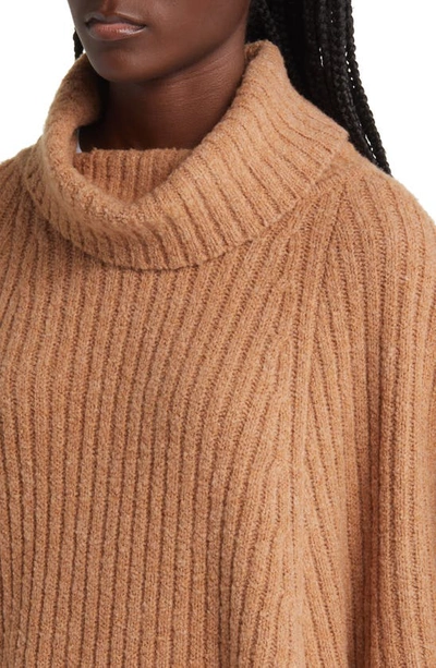 Nordstrom Wool & Cashmere Turtleneck Poncho In Cashew