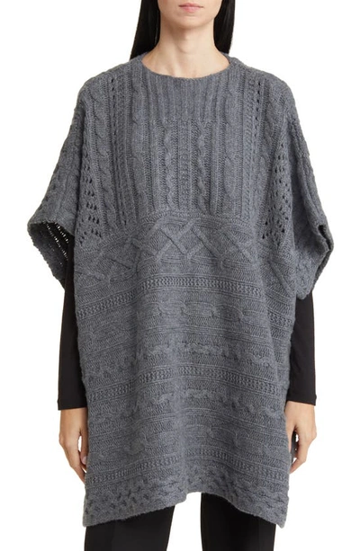 Shop Nordstrom Luxe Cable Wool & Cashmere Poncho In Grey Dark Heather
