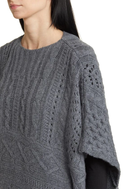 Shop Nordstrom Luxe Cable Wool & Cashmere Poncho In Grey Dark Heather