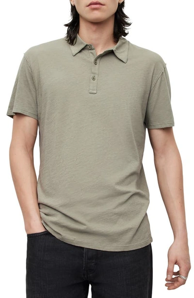 Shop Allsaints Figure Solid Cotton Polo In Soft Green