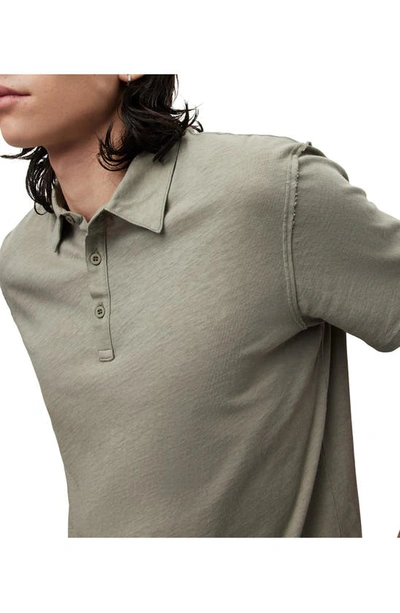 Shop Allsaints Figure Solid Cotton Polo In Soft Green