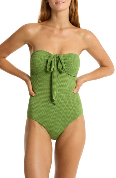 Shop Sea Level Nouveau Convertible Halter One-piece Swimsuit In Fern