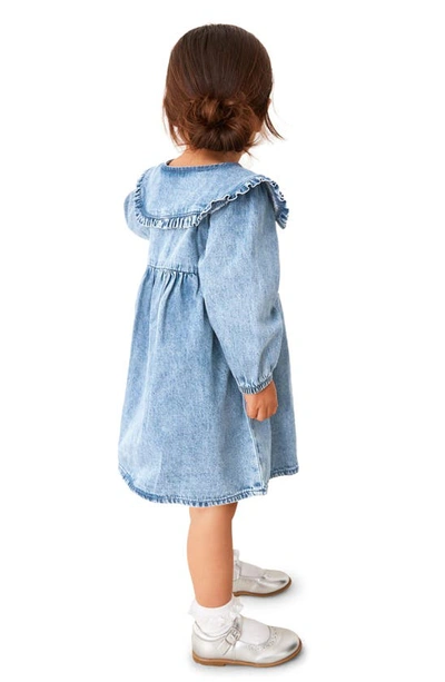 Next Kids' Ruffle Collar Cotton Denim Dress In Denim