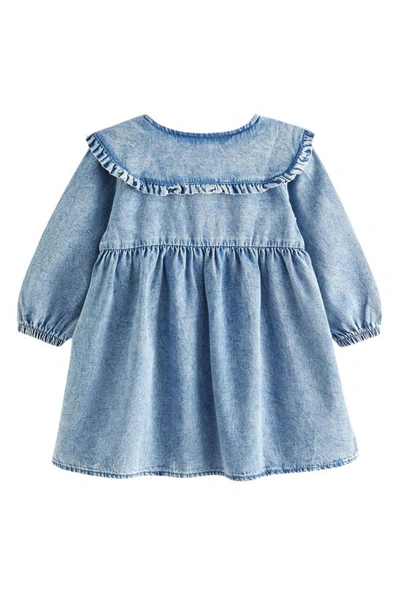 Next Kids' Ruffle Collar Cotton Denim Dress In Denim