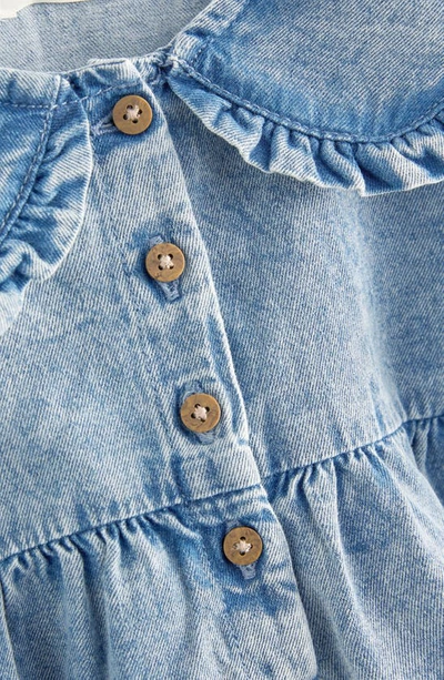Next Kids' Ruffle Collar Cotton Denim Dress In Denim