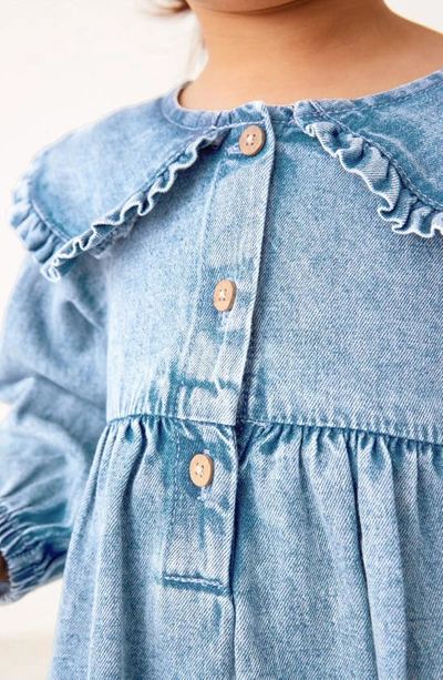 Next Kids' Ruffle Collar Cotton Denim Dress In Denim