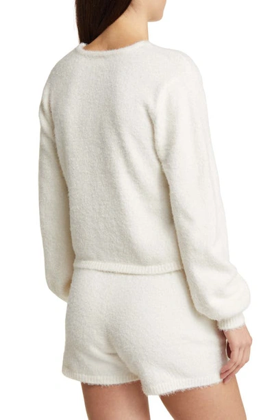 Shop Open Edit Bouclette Crop Top & Shorts Pajamas In Ivory Egret