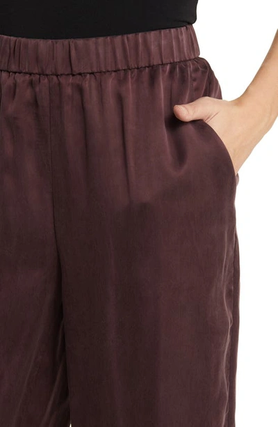 Shop Eileen Fisher Wide Leg Satin Ankle Pants In Cassis